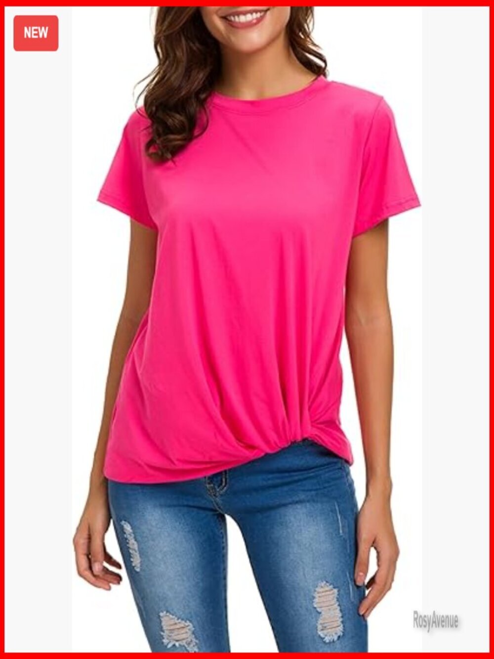 Casual Short Sleeve Tie Knot Blouse Cotton Top